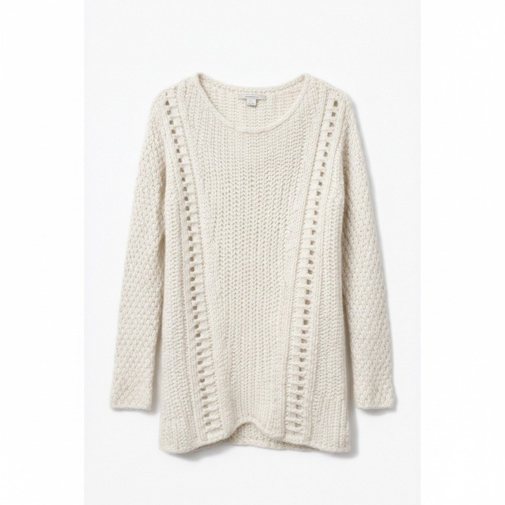 Lineamaglia‎ Italy Women S Italian Knit Mohair Wool Sweater White Luxe Elevated